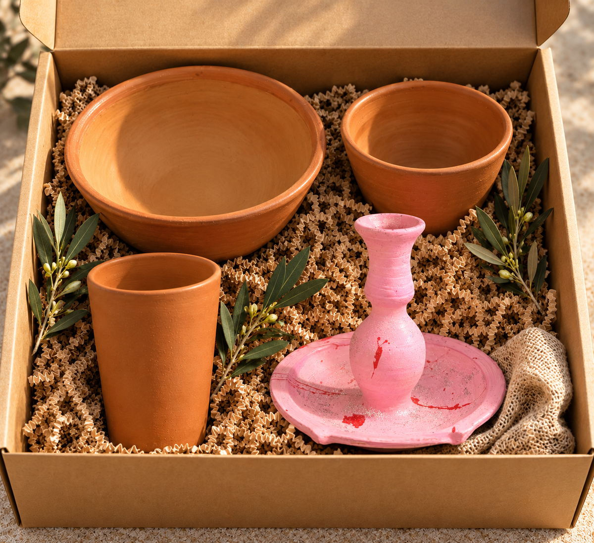 Coffret cadeau Terre NEJMA — 4 pièces & bougeoir