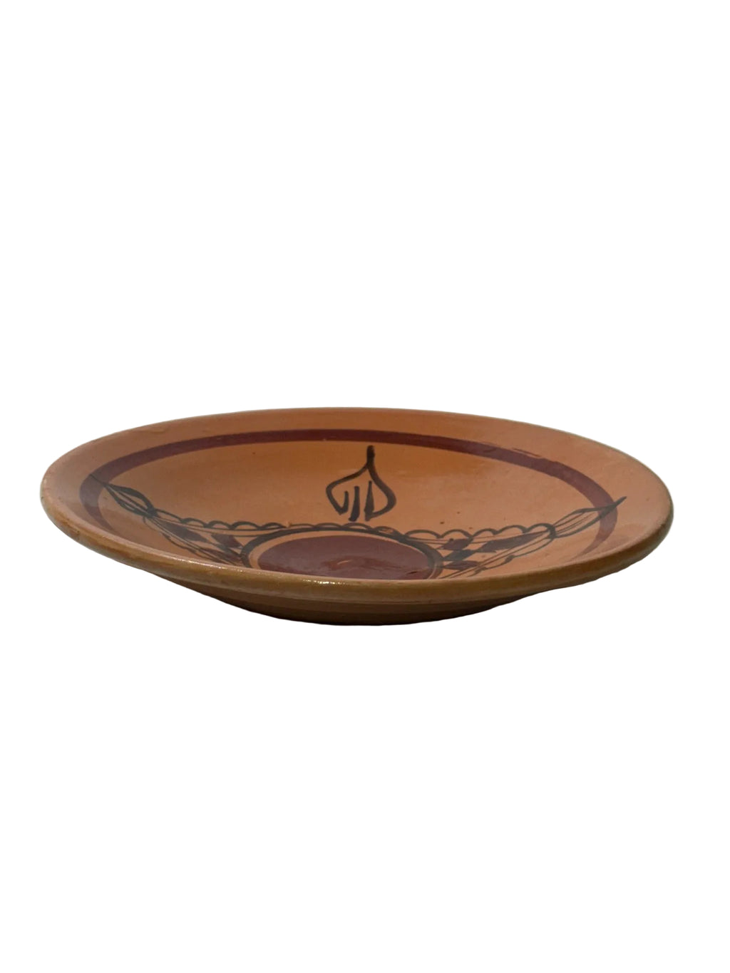 Assiette plate artisanale Taqbaylit en terre cuite vue de profil