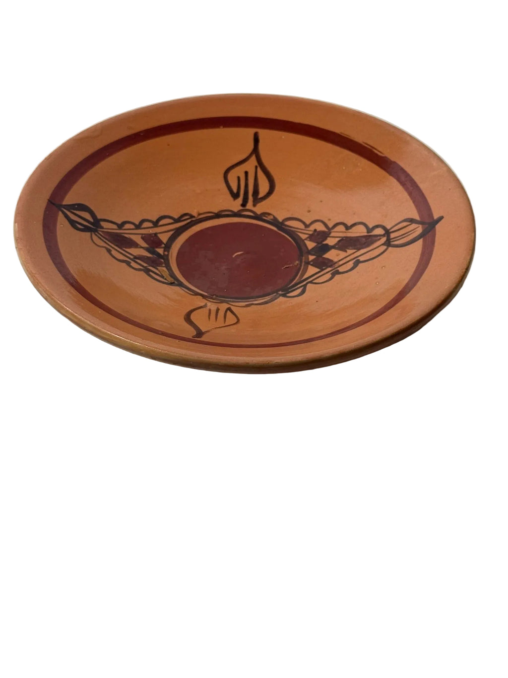 Assiette plate Taqbaylit décorée à la main vue de dessus