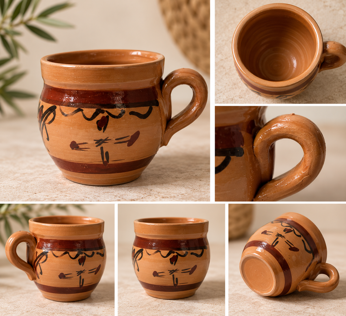 Gobelet artisanal kabyle en terre cuite Collection Taqbaylit NEJMA