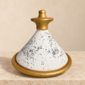 Mini tajine décoratif fait main blanc, argenté et doré