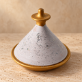 Tajine moyen décoratif artisanal blanc, doré et pailleté – NEJMA